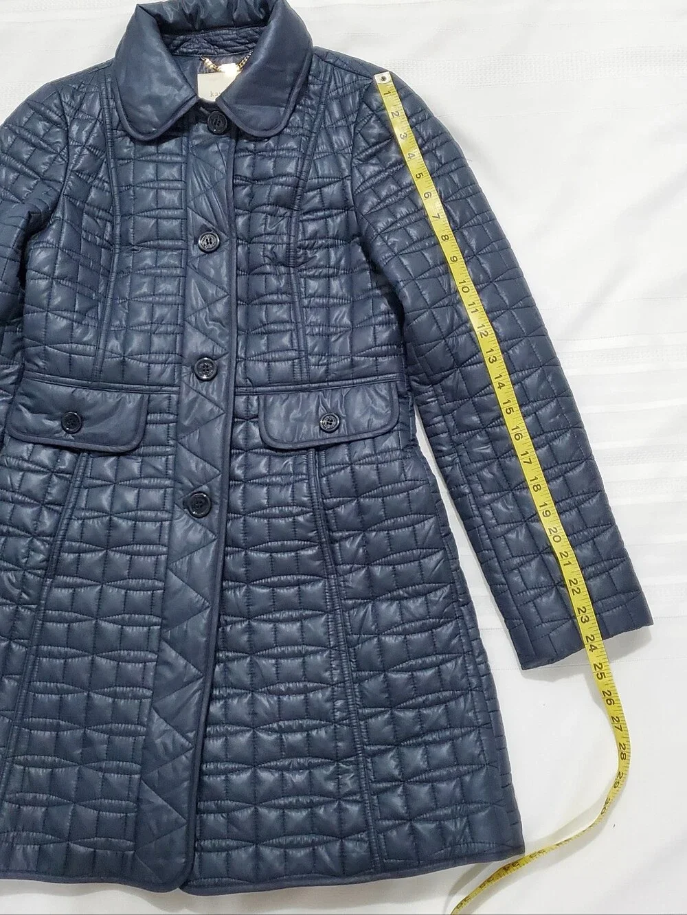 Kate Spade New York Water Resistant Quilted Coat Navy